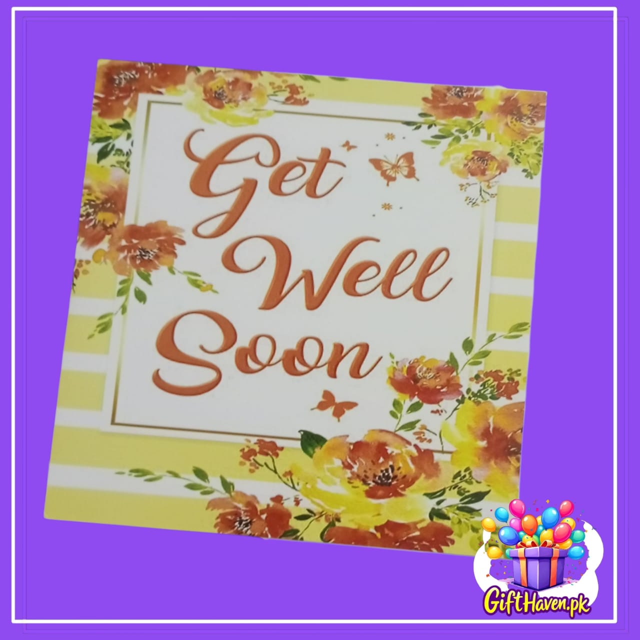 Get Well Soon Floral Design Greeting Card