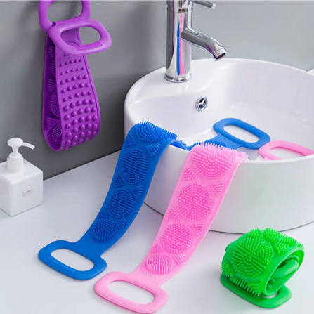 1 Pce / Silicone Body Scrubber Bath Brush Shower Exfoliating Brush Belt /