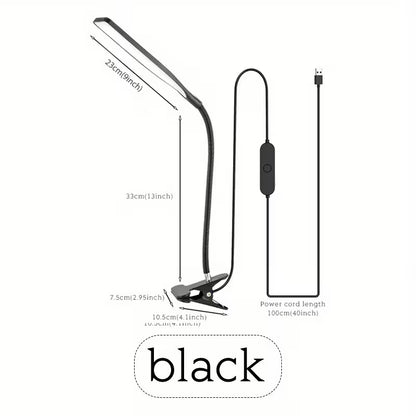 Flexible LED Clip-On Desk Lamp with USB Power - Adjustable Arm, Portable Reading Light for Home