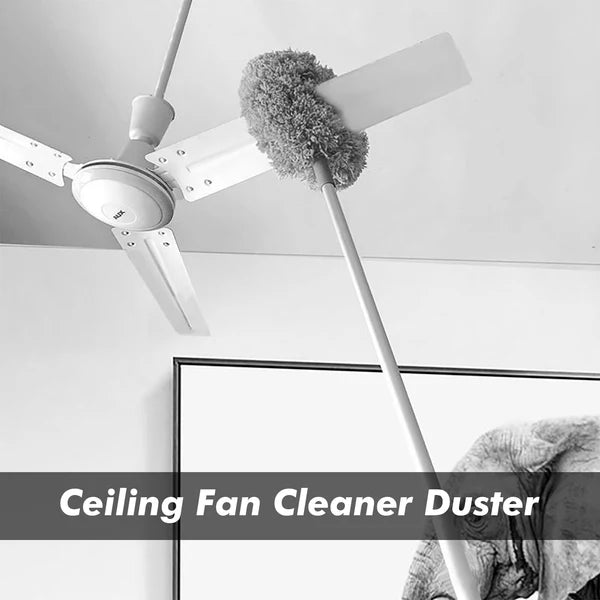 Fan Duster with 100 Inch Extendable Pole Microfiber Grey for Ceiling Fans and Furniture