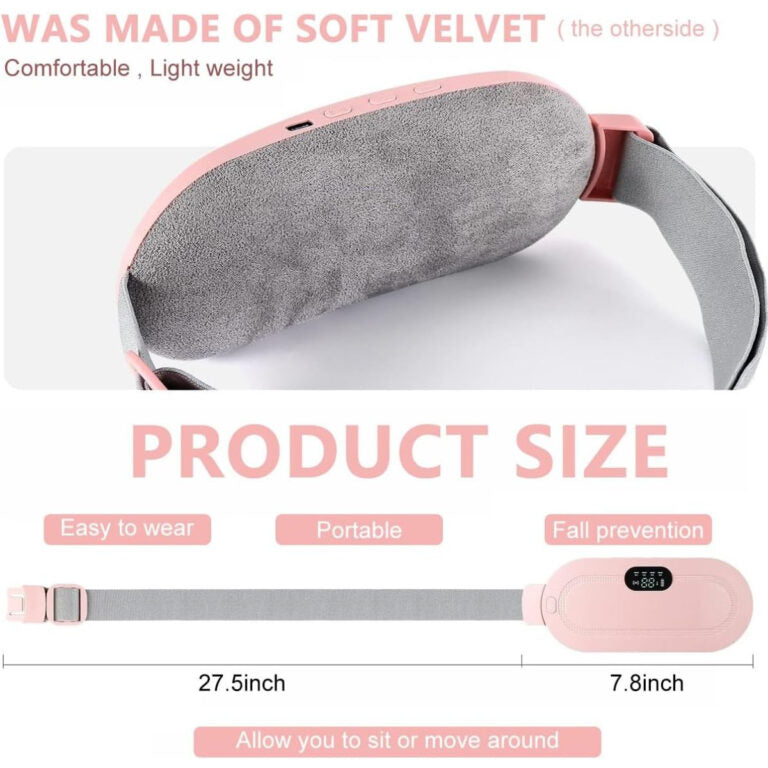 Period Cramp Relief Belt for Women – Adjustable Heating Pad with Vibration for Menstrual Pain & Backache