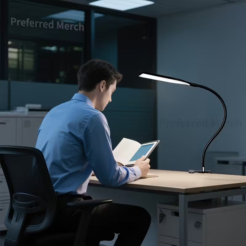 Flexible LED Clip-On Desk Lamp with USB Power - Adjustable Arm, Portable Reading Light for Home