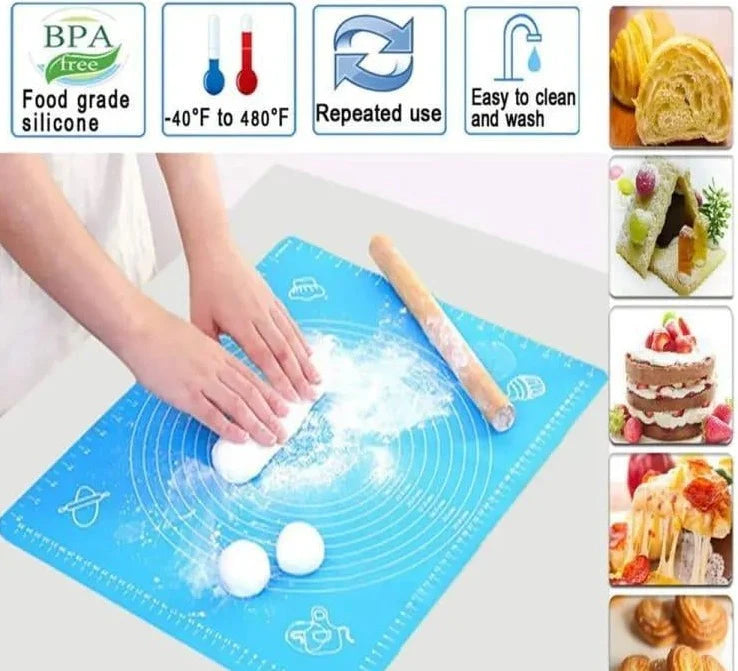 Silicone Rolling Baking Mat Stretchable Non-Stick Fondant for Kitchen,