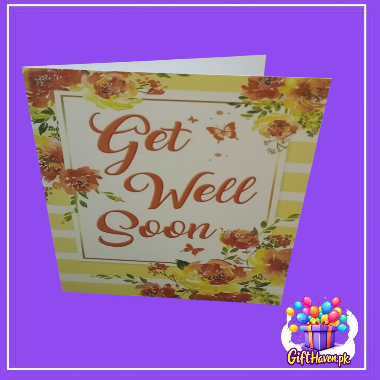 Get Well Soon Floral Design Greeting Card