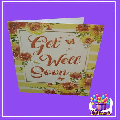 Get Well Soon Floral Design Greeting Card