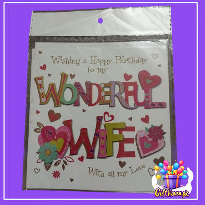Home Happy Birthday to my Wonderful Wife Greeting Card For Wife Birthday Celebration Happy Birthday to my Wonderful Wife Greeting Card For Wife Birthday Celebration