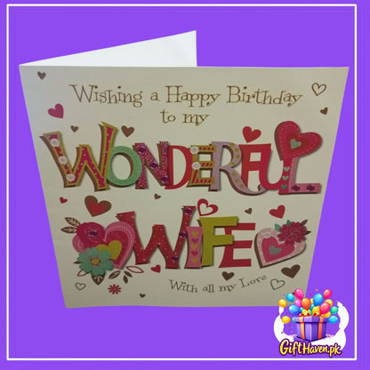 Home Happy Birthday to my Wonderful Wife Greeting Card For Wife Birthday Celebration Happy Birthday to my Wonderful Wife Greeting Card For Wife Birthday Celebration