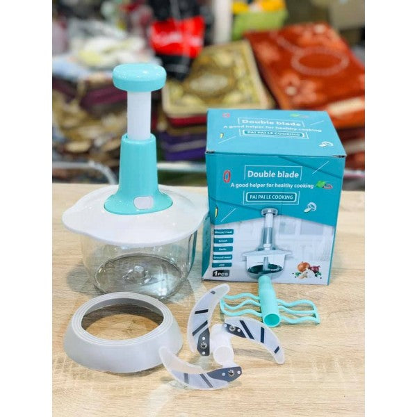 2liters / Chopper Double Blade Hand Push Chopper, Meat mincer,Fruits and Vegetable grinder / 2liters