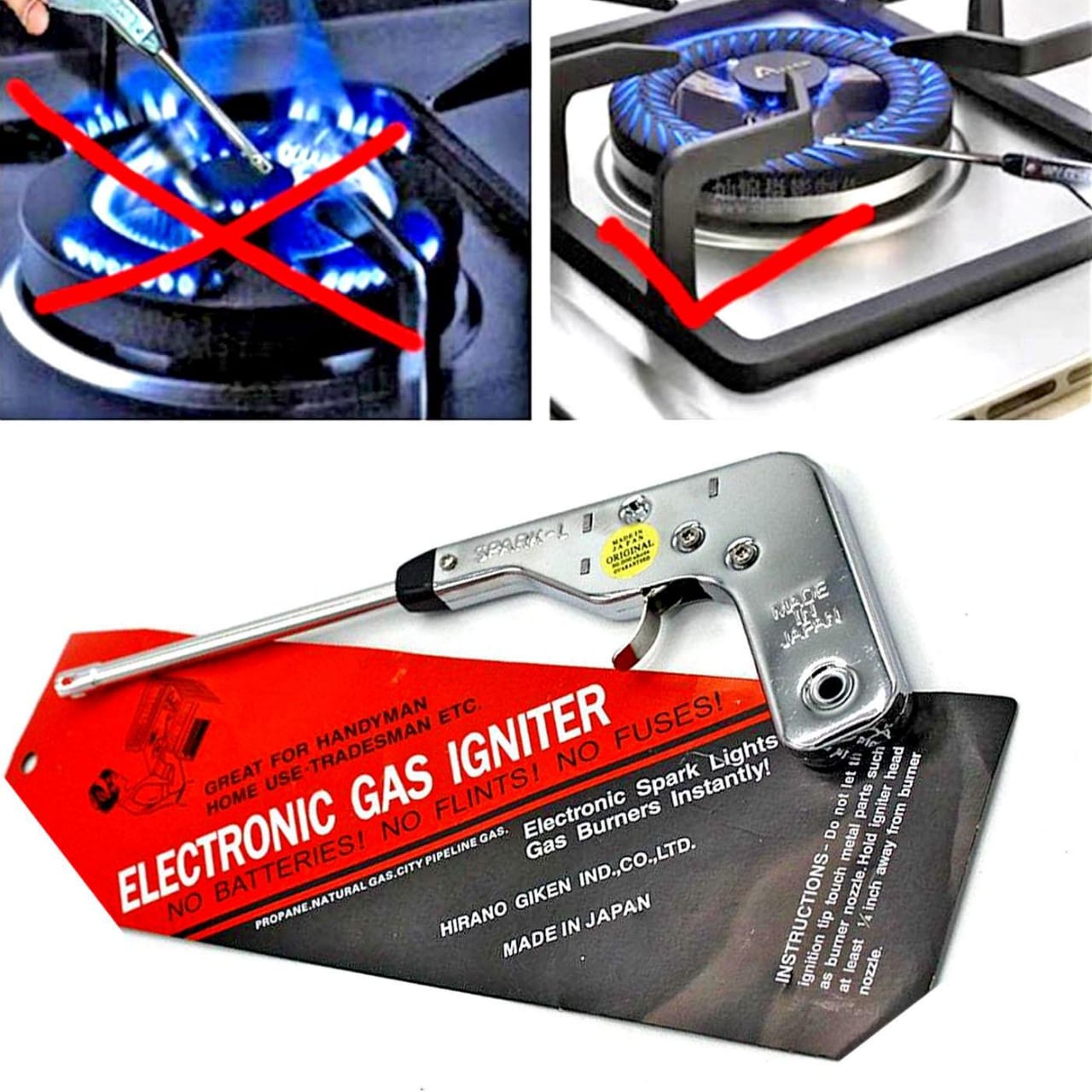 Stainless Steel Electronic Spark Gas Stove Ignition Lighter.