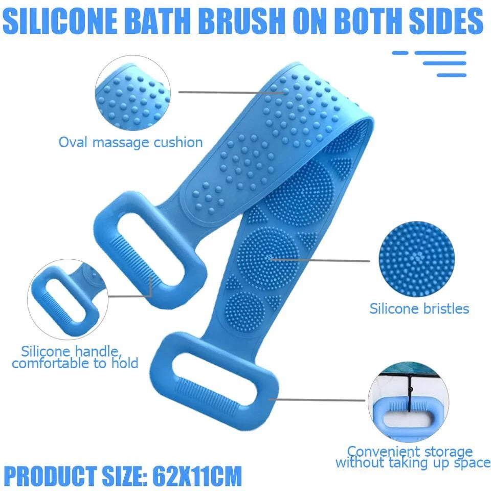 1 Pce / Silicone Body Scrubber Bath Brush Shower Exfoliating Brush Belt /
