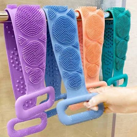 1 Pce / Silicone Body Scrubber Bath Brush Shower Exfoliating Brush Belt /