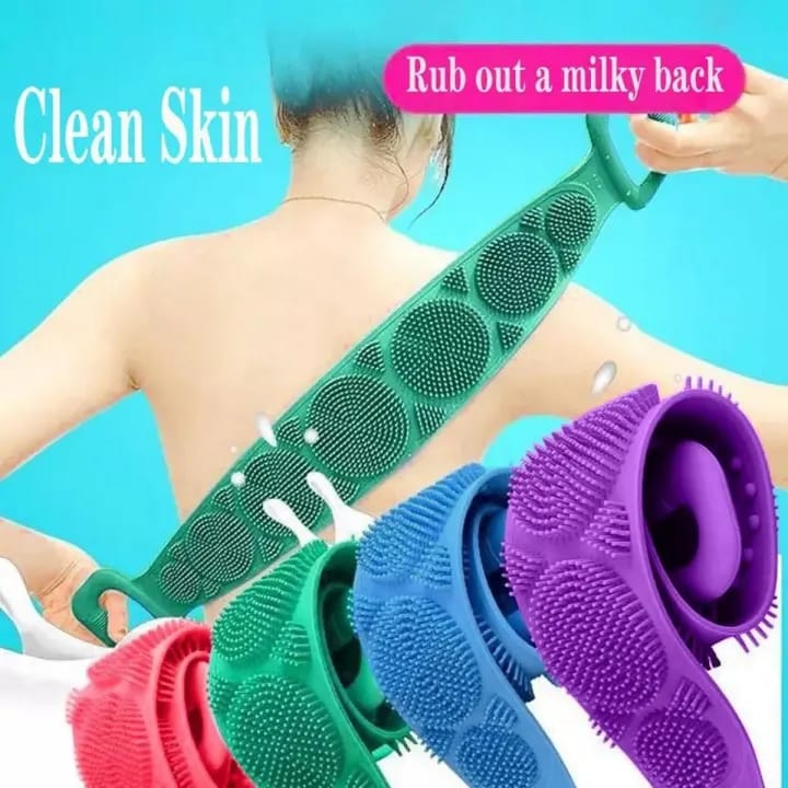 1 Pce / Silicone Body Scrubber Bath Brush Shower Exfoliating Brush Belt /
