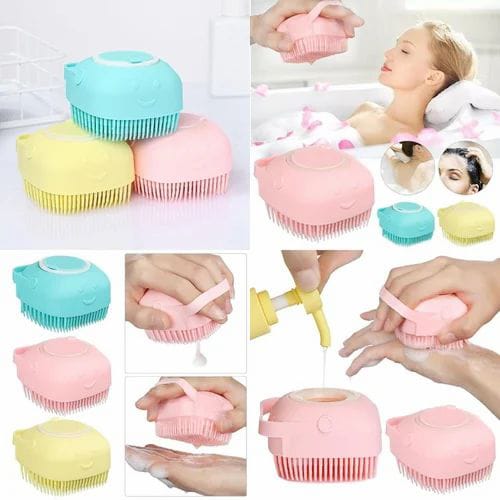 1 Pce / Silicone Body Scrubbers Brush for Use in Shower, Silicone Massage Exfoliating Bath Brush With Soap Dispenser, Deep Cleaning, Reusable Loofa for Women Kids