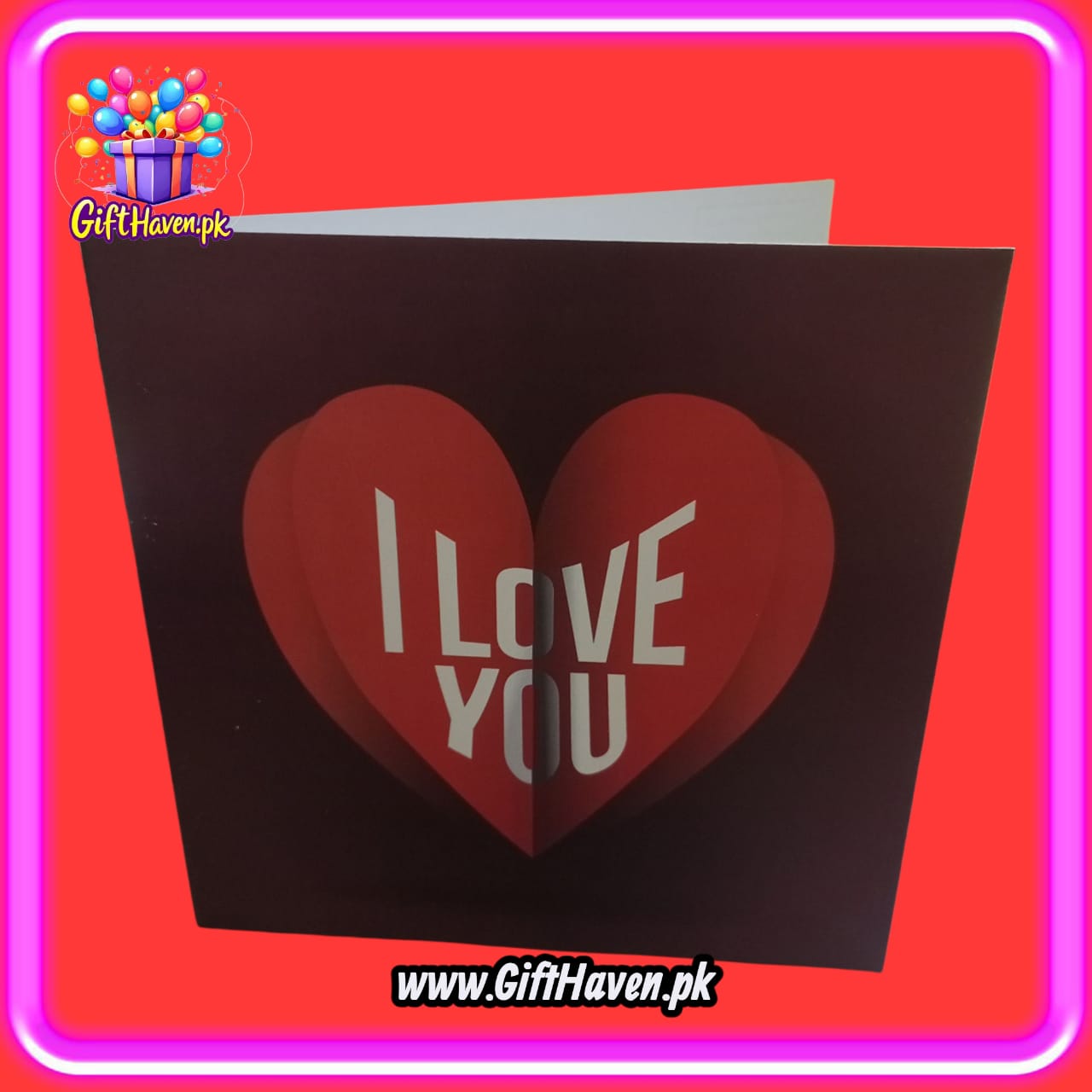 I Love You Printed on 1 Red Hearts Design Greeting Card For Valentine, Anniversary / Wedding Celebration