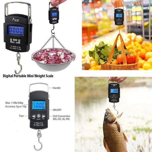 Imported Portable Scale Electronic Digital Hanging Fishing Scale Luggage Bag Pocket Scale Kitchen Scale Digital Weight Weighing Machine Digital Mini Small Scale Weight Machine Mini Pockets Handheld Scales 50kg Maximum