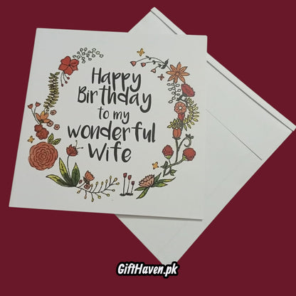 Happy Birthday To My Wonder Ful Wife,,Greeting Card