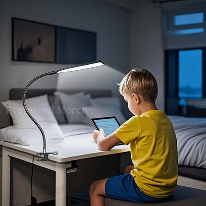 Flexible LED Clip-On Desk Lamp with USB Power - Adjustable Arm, Portable Reading Light for Home