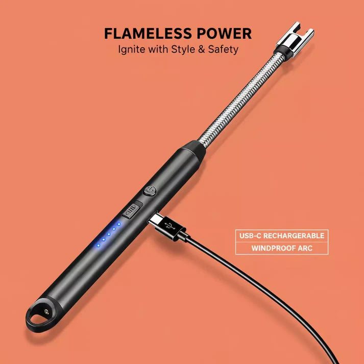 Electric Rechargeable Kitchen Lighter – Flameless, Windproof USB Arc Lighter for Gas Stove & Candles