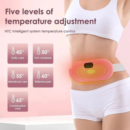 Period Cramp Relief Belt for Women – Adjustable Heating Pad with Vibration for Menstrual Pain & Backache