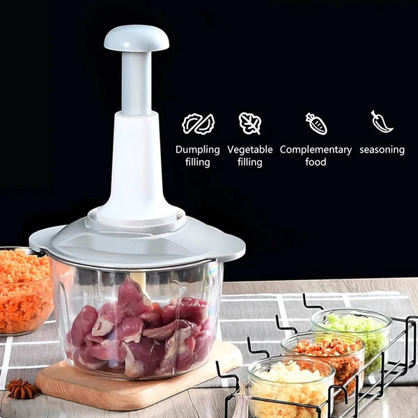2liters / Chopper Double Blade Hand Push Chopper, Meat mincer,Fruits and Vegetable grinder / 2liters