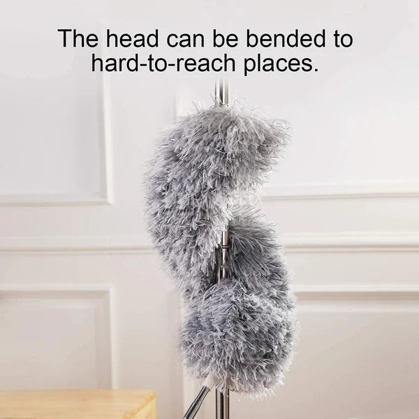 Fan Duster with 100 Inch Extendable Pole Microfiber Grey for Ceiling Fans and Furniture